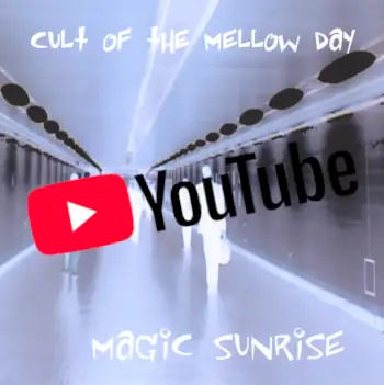 Album cover of people walking down an underground corridor, colours inverted, Youtube logo overlain